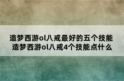 造梦西游ol八戒最好的五个技能 造梦西游ol八戒4个技能点什么